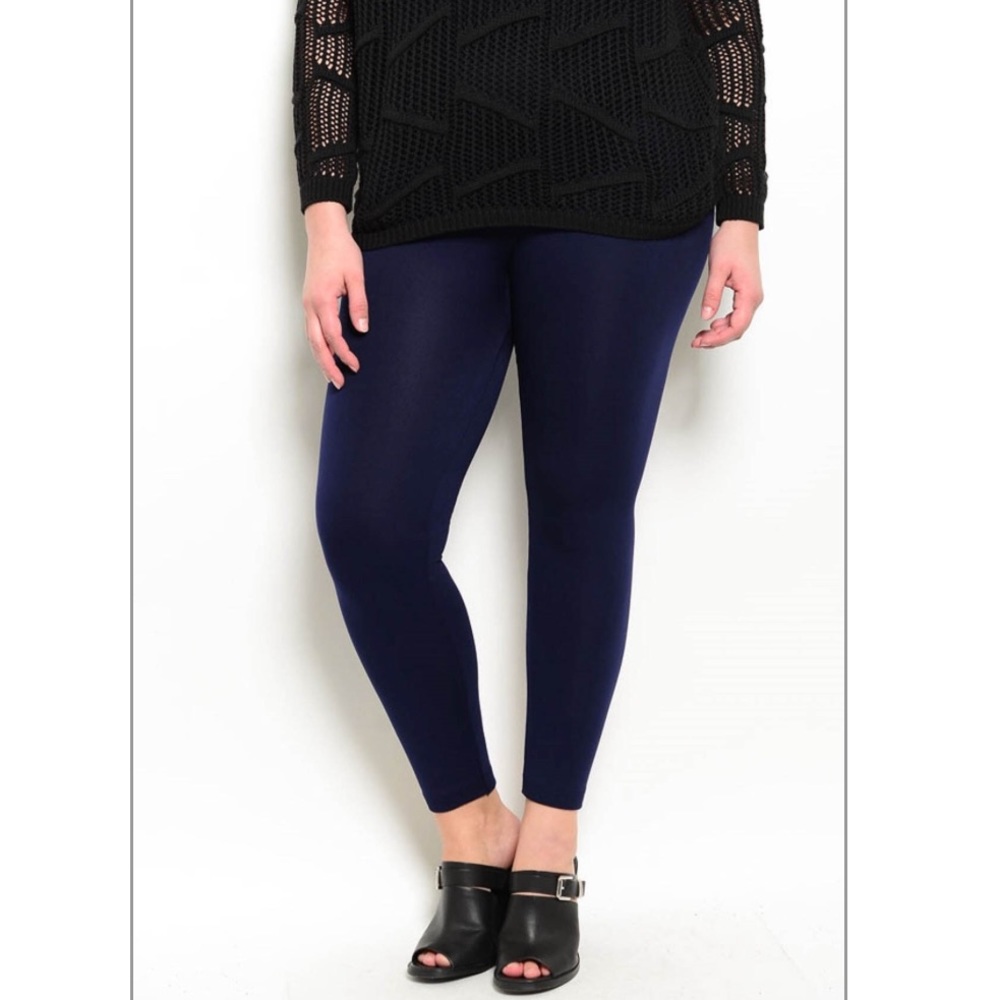 Plus Size - Navy Blue Fleece Leggings